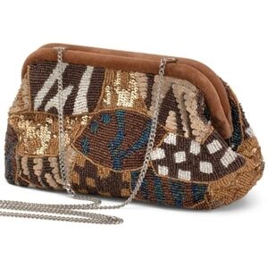 FROM INDIA TO YOU Hand Beaded Sequin Abstract Boho Crossbody/Clutch. NWT